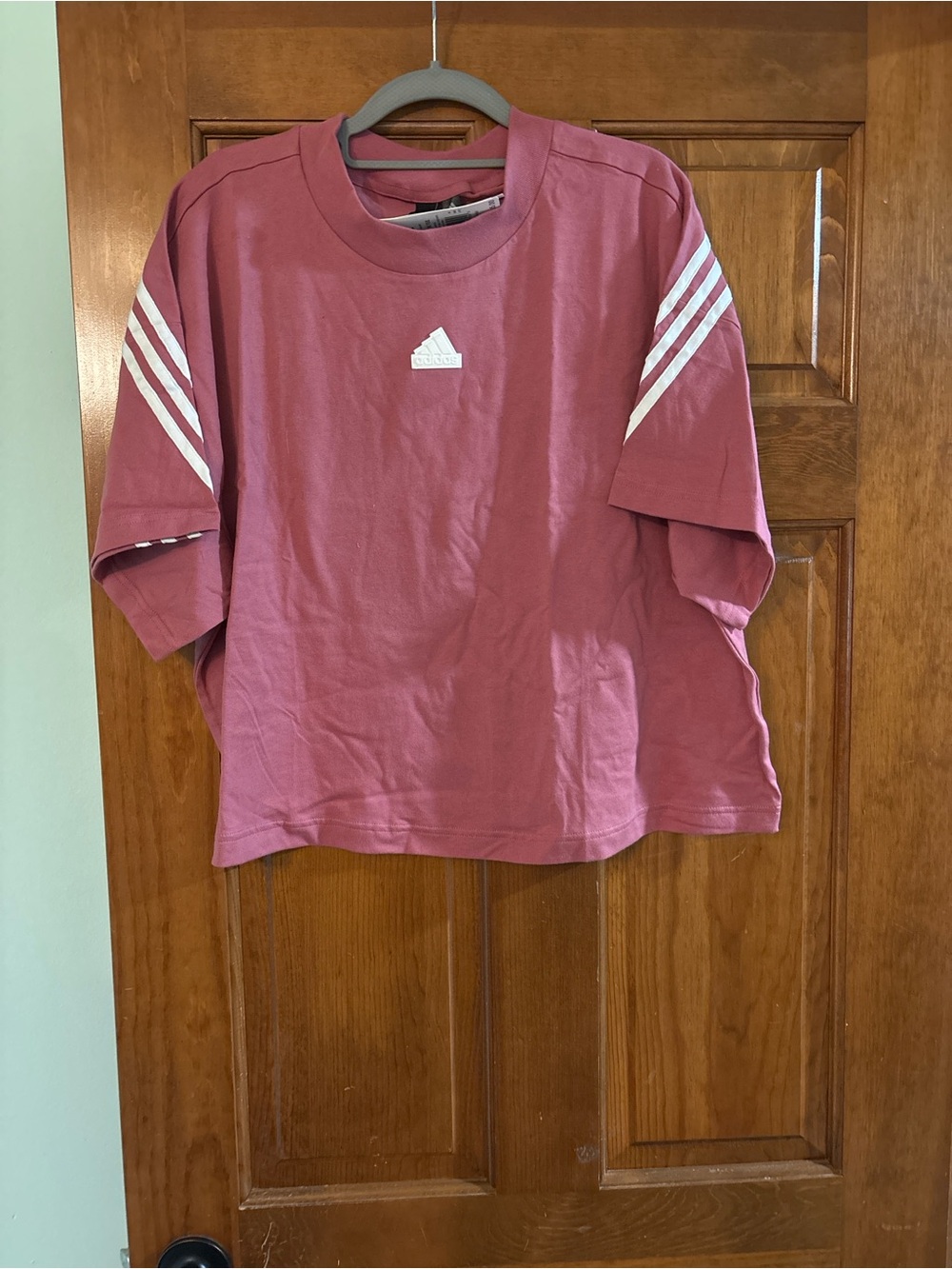 adidas Rose Dust Short Sleeve Tee with Signature Sleeve Stripes